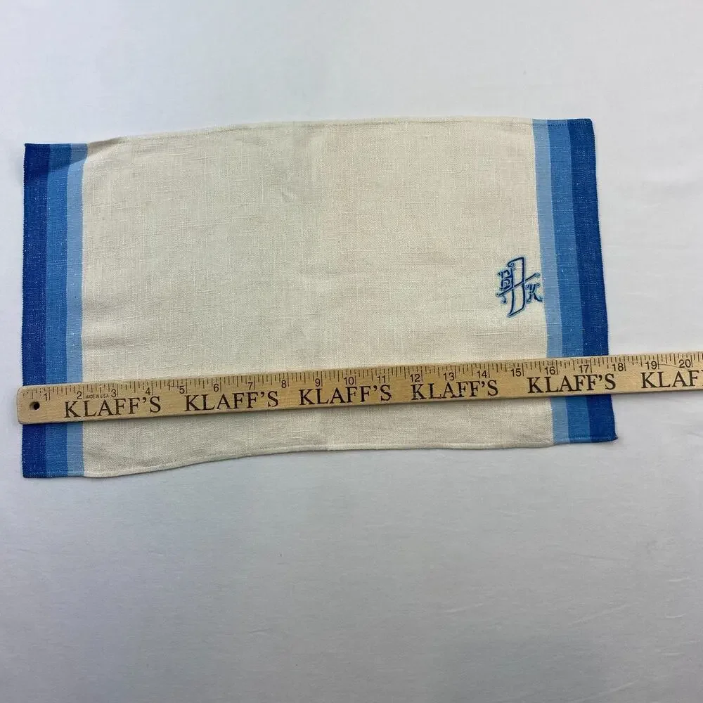 VTG Linen Placemats BDK Monogram Initials Embroidered Selvedge Off White 10x18